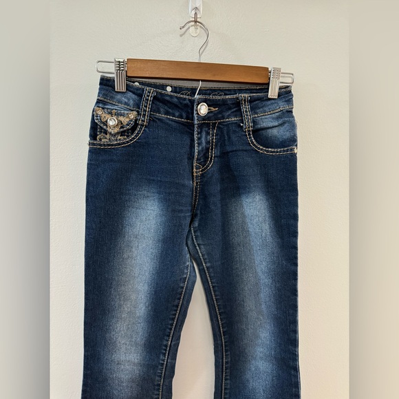 Pre-Owned Size 12 Rodeo Girl Dark Blue Rhinestone Embellished Jeans - Picture 2 of 12